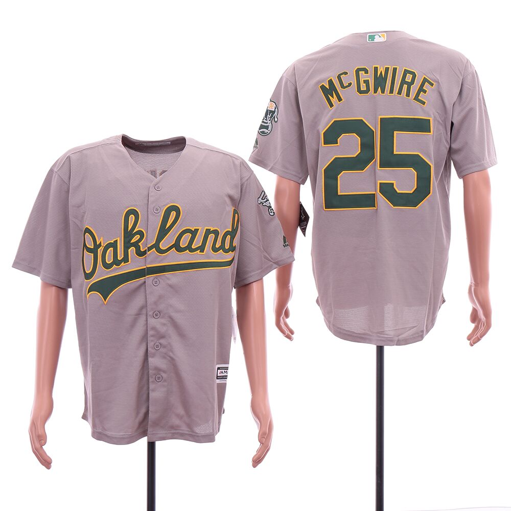 Men Oakland Athletics #25 McGWIRE Grey MLB Jerseys->atlanta braves->MLB Jersey